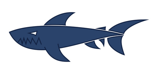 blue shark swimming in the water and very aggressive with large jaws