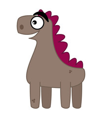 a creature with a mixture of prehistoric horse and happy pony with purple mane