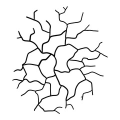 Kintsugi black outline isolated on white background, stock illustration for design and decor, sticker, banner, poster, template, cracks, abstraction