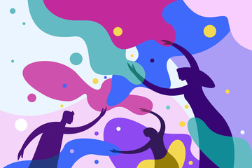 People celebrating the Holi festival with colours