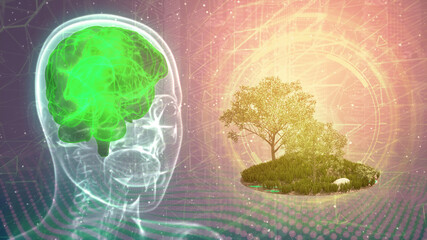 human brain struck by recreation, cg healthcare 3d illustration