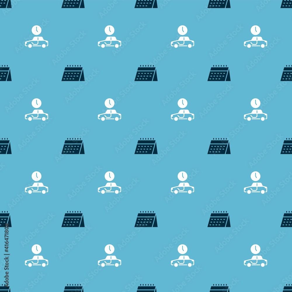 Poster set calendar and time to travel on seamless pattern. vector.