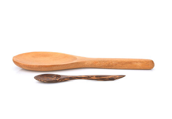 Wood or wooden spoon and ladle isolated on White background