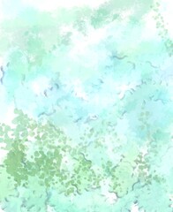 Abstract hand drawn watercolor with paint brushes.