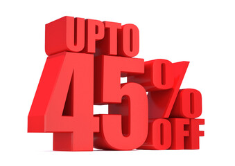 45 Percent off 3d Sign on White Background, Special Offer 45% Discount Tag, Sale Up to 45 Percent Off,big offer, Sale, Special Offer Label, Sticker, Tag, Banner, Advertising, offer Icon