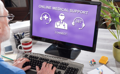 Online medical support concept on a computer