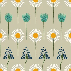 Foto op Canvas Spring wild flowers seamless repeat pattern print background © Doeke