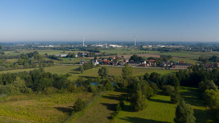 Fototapeta na wymiar Aerial rural landscape in Moerzeke, Belgium