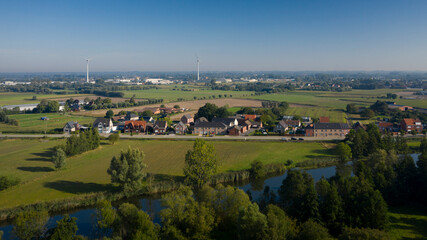 Aerial rural landscape in Moerzeke, Belgium