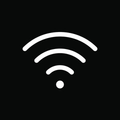 Wi-fi icon. Wifi symbol. Wireless internet connection sign. Simple flat shape logo. Black silhouette isolated on white background. Vector illustration image.