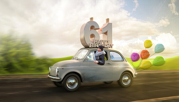 Geburtstagsauto Happy Birthday 61