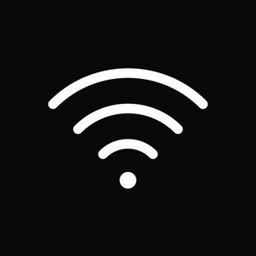 Wi-fi icon. Wifi symbol. Wireless internet connection sign. Simple flat shape logo. Black silhouette isolated on white background. Vector illustration image.