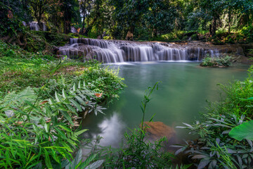 Thansawan waterfalls in tropical rainforest in Doi Phu Nang National Park, Phayao province, Thailand
