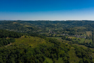 Fototapeta na wymiar Hilly landscape in Southern Romania