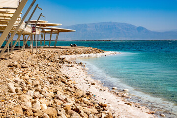 Concept of ecological, medical tourism at the resorts of the Dead Sea, located between Israel,...