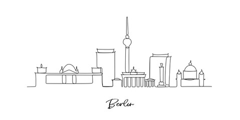 Berlin Germany landmark skyline - continuous one line drawing © riz