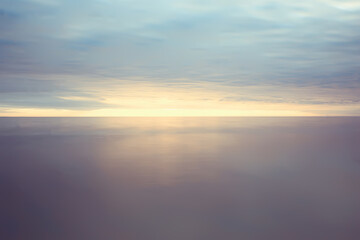 abstract sunset on the lake, landscape water and sky, blurred view freedom nature concept