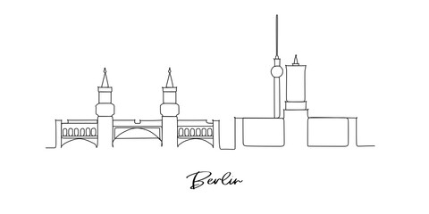 Berlin Germany city skyline - continuous one line drawing