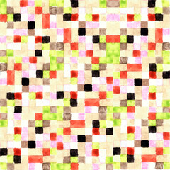 Pattern squares #1. Watercolor artwork
