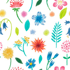 Simple floral pattern. Blue, yellow, green