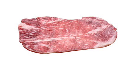 Raw beef slide for shabu on white background