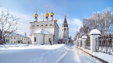 Winter view of Fedorovsky monastery in Gorodets.