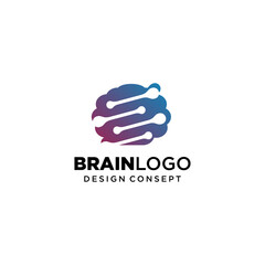 Obraz premium Brain Logo vector template. Design Inspiration. Think idea concept.Brain storm power thinking braian Logotype icon