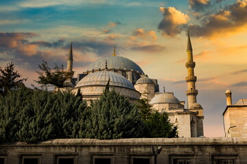 Fototapeta na wymiar Suleymaniye mosque (Suleymaniye Camii) in Istanbul, Turkey.