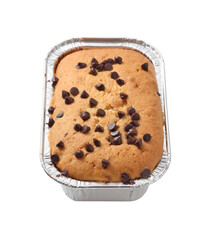 Banana bread in cup on white background