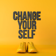 Change yourself motivational workout fitness phrase, 3d Rendering