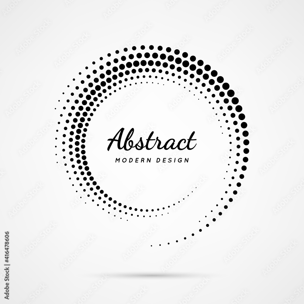 Poster circular dot frame. circle border with effect halftone. modern faded ring. semitone shape round. poi