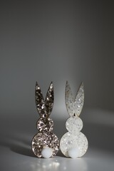 glitzer Hasen in gold/weiß