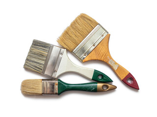 Three paint brushes for painting walls and ceilings