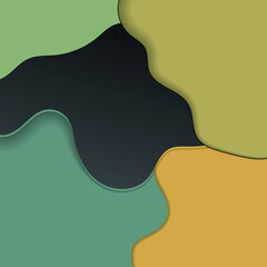 abstract vector paper cut green, black and yellow background