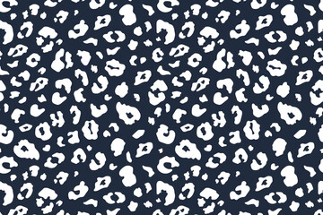 Vector Trendy leopard skin background. Abstract wild animal pattern, cheetah spots dark blue texture vector illustration