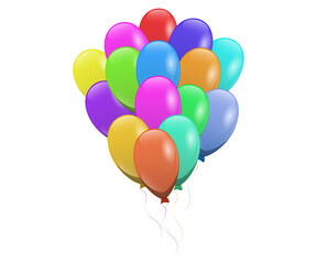 Bouquet of helium balls. Happy Birthday. Festive mood. Party decoration. Multicolored air balls. Vector design