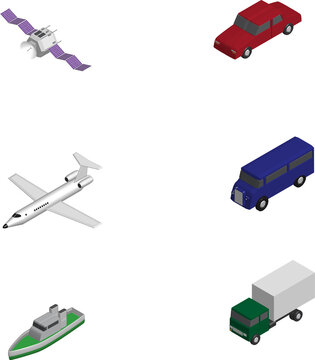 Isometric vector image of vehicles