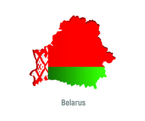 Flag map of the country Belarus. Gradient with multicolored shadow. Vector eps 10.