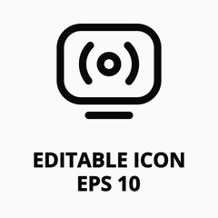 Black and white information icon. Isolated editable vector icon. Live, translating. TV shooting TV cinema concert live SHOW STREAM