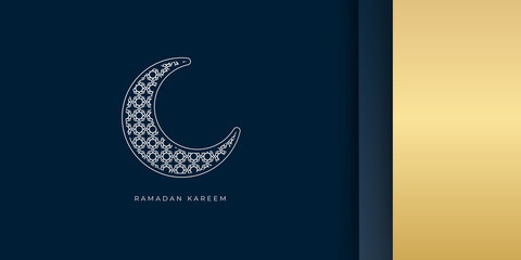 Ramadan Kareem. Gold moon and abstract luxury islamic elements background. Ramadan Kareem Horizontal Banner. Ramadan Kareem greeting cards set. Ramadan islamic holiday invitations templates collection © Roisa