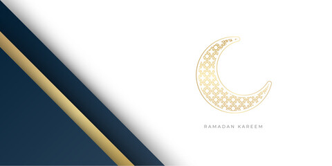 beautiful blue gold white ramadan kareem black and gold banner design. Ramadan kareem 2021 background. Paper cut vector illustration with mosque and moon, place for text greeting card and banner 