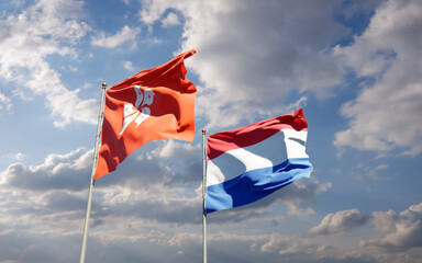 Flags of Netherlands and Hong Kong HK.