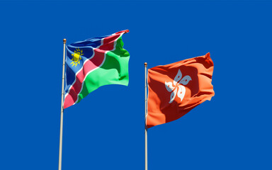 Flags of Namibia and Hong Kong HK.