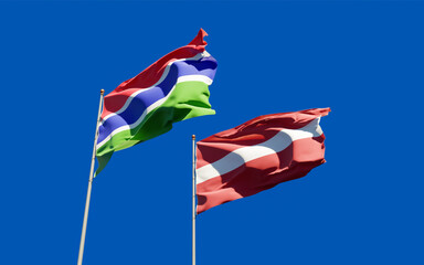 Flags of Gambia and Latvia.