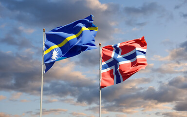 Flags of Nauru and Norway.