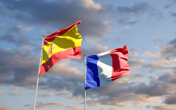 Flags of France and Spain.
