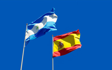 Flags of Nicaragua and Spain.