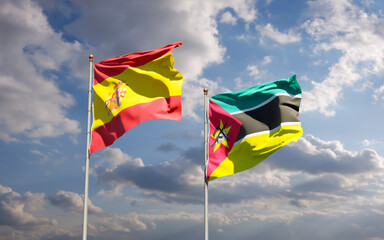 Flags of Mozambique and Spain.