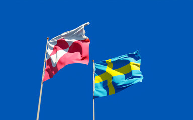 Flags of Greenland and Sweden.