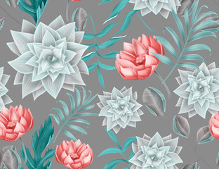 Tropical leaves. seamless stylish fashion pattern